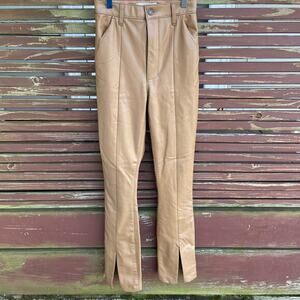Abercrombie & Fitch The Skinny Ultra High Rise Vegan Leather Split-Hem Pant 24